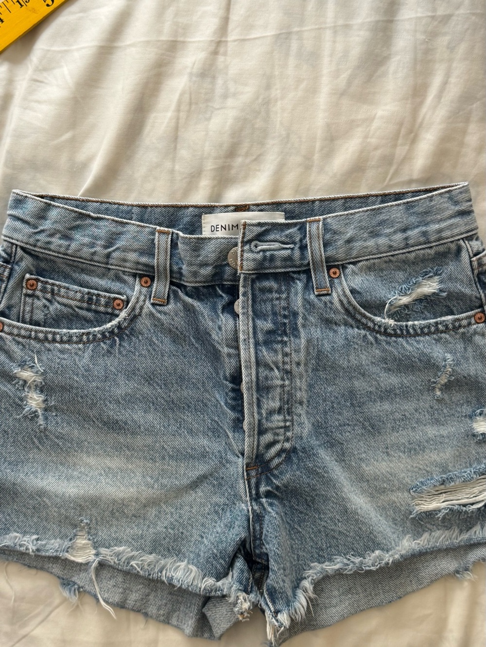 Denim Forum Light Blue Distressed Men's Denim Shorts